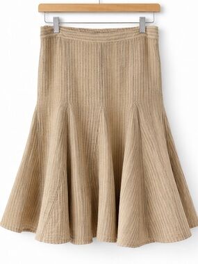 Free People Candace Flared Midi Skirt – XS NWT – Neutral Boho Linen Blend